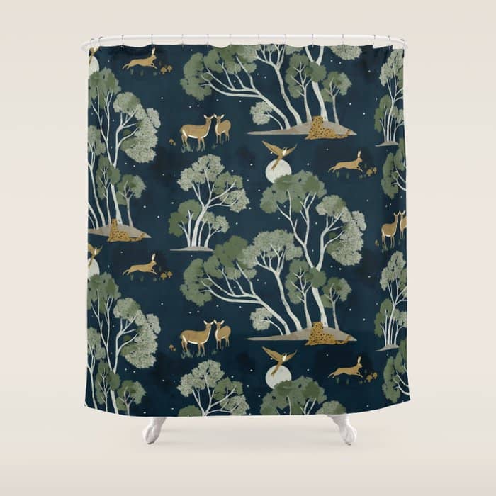 A Forest Awakens Full Moon Shower Curtain