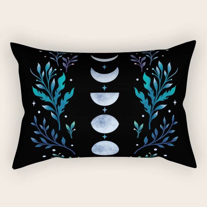 Moonlight Garden - Blue Rectangular Pillow