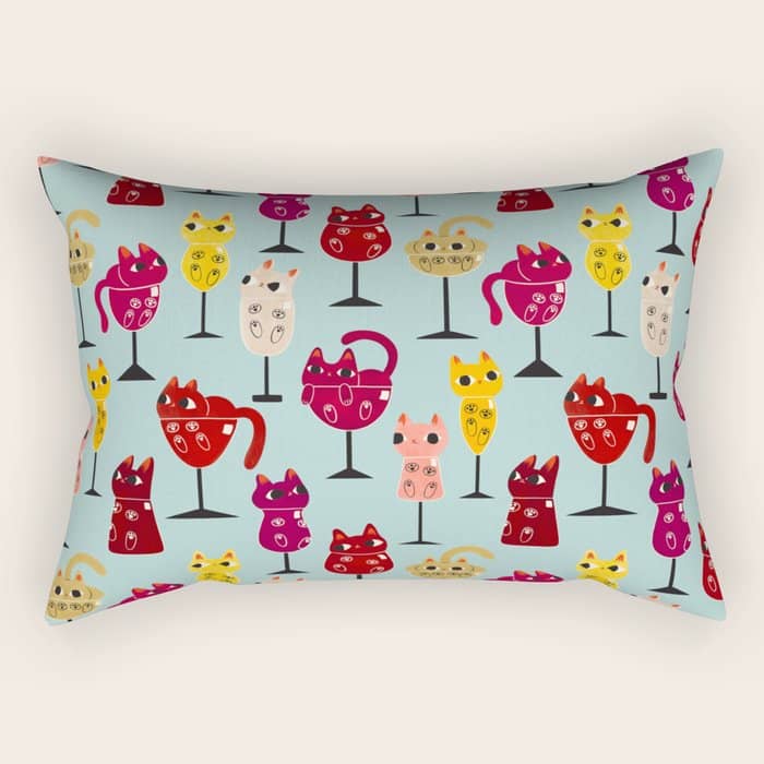 Feline Wine - Cats In Wine Glasses Rectangular Pillow