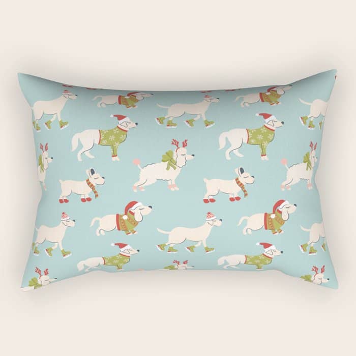 Retro Christmas - Winter Dogs Rectangular Pillow