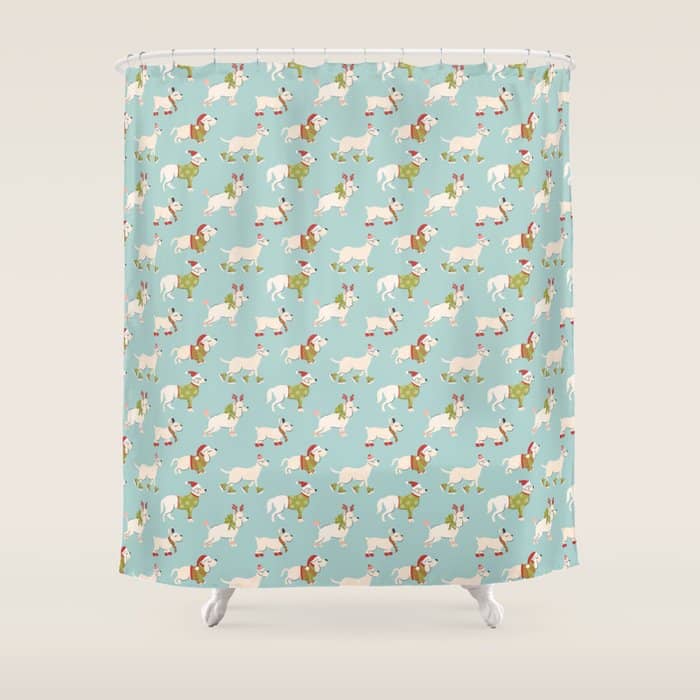 Retro Christmas - Winter Dogs Shower Curtain