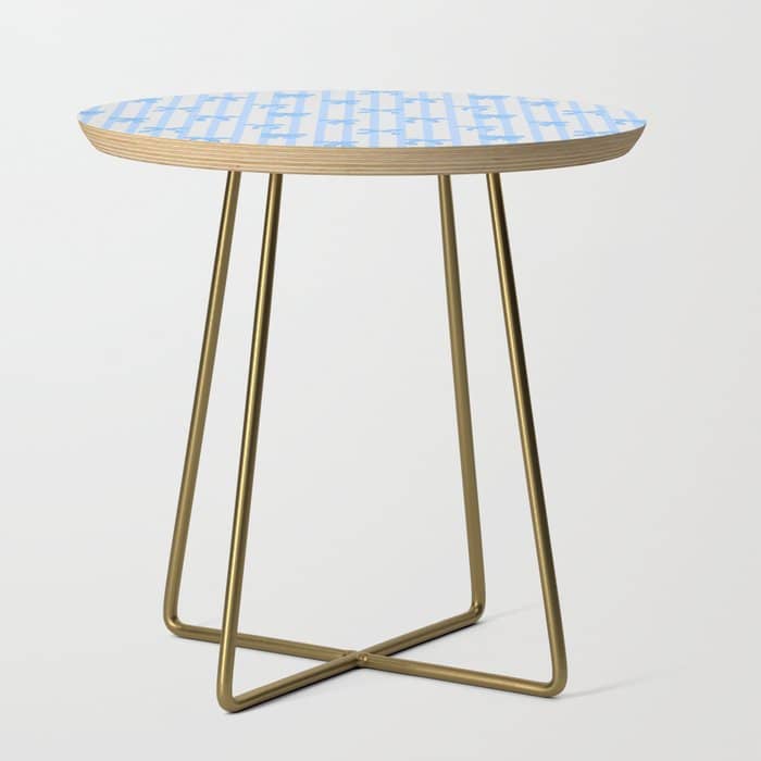 Elegant Blue Bows And Stripes Pattern Side Table