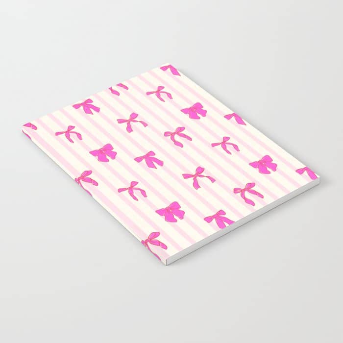 Classic Hot Pink Bows And Stripes Notebook