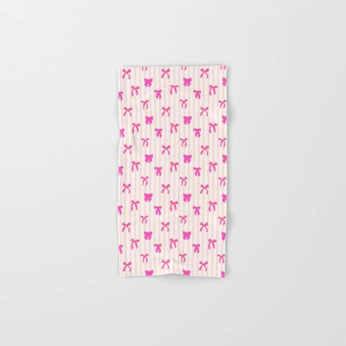 Classic Hot Pink Bows And Stripes Bath Towel