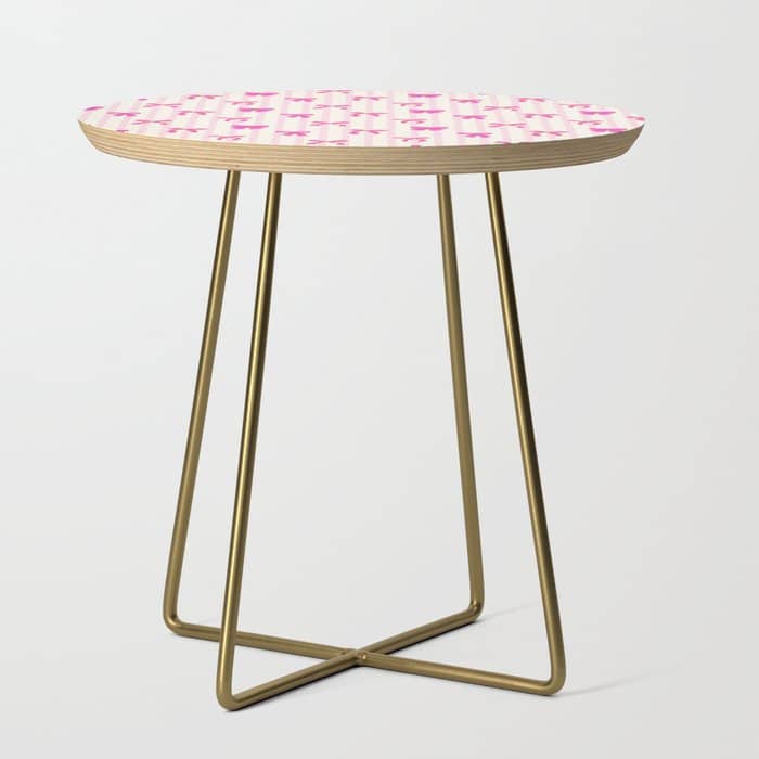 Classic Hot Pink Bows And Stripes Side Table