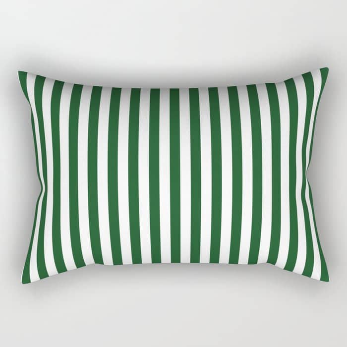 Original Forest Green And White Rustic Vertical Tent Stripes Rectangular Pillow