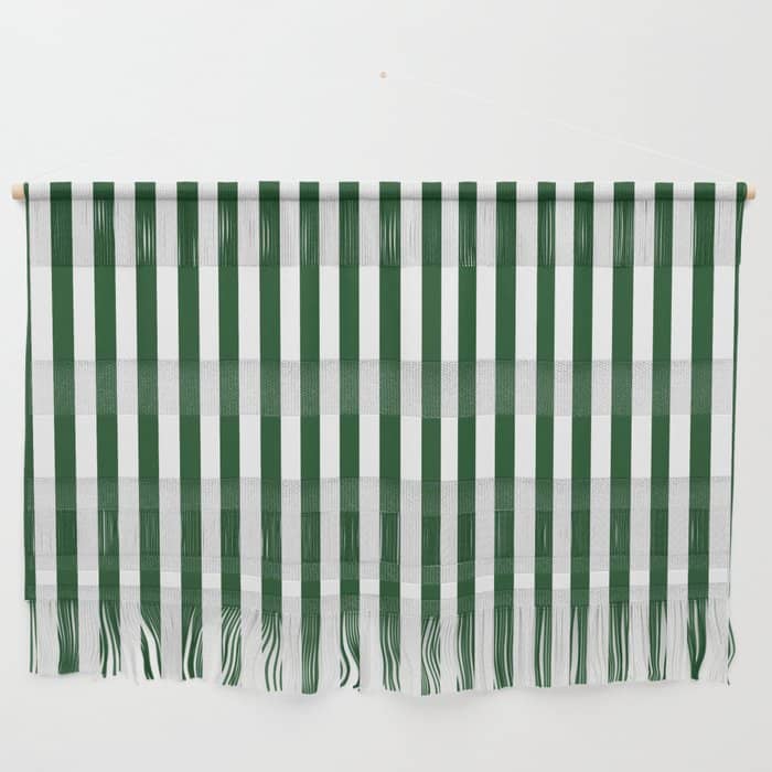 Original Forest Green And White Rustic Vertical Tent Stripes Wall Hanging