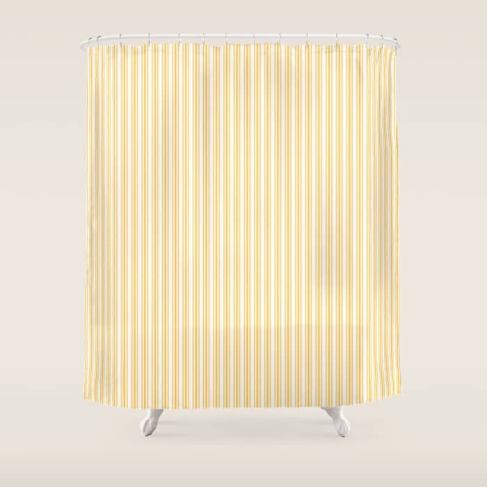 Classic Small Yellow Butter French Mattress Ticking Double Stripes Shower Curtain
