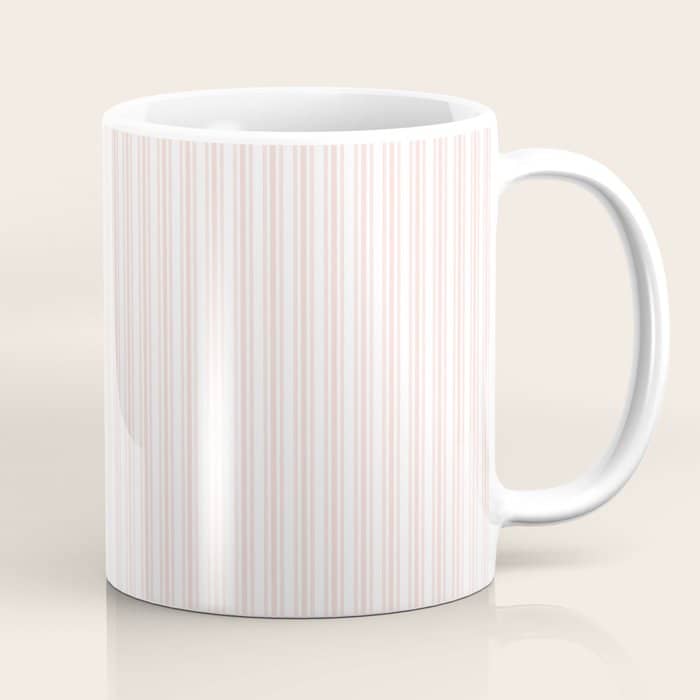 Classic Small Pink Rosebud Pastel Pink French Mattress Ticking Double Stripes Coffee Mug