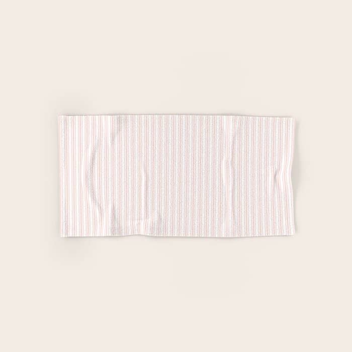 Classic Small Pink Rosebud Pastel Pink French Mattress Ticking Double Stripes Bath Towel