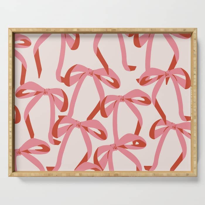 Pink Champagne Coquette Bows Serving Tray
