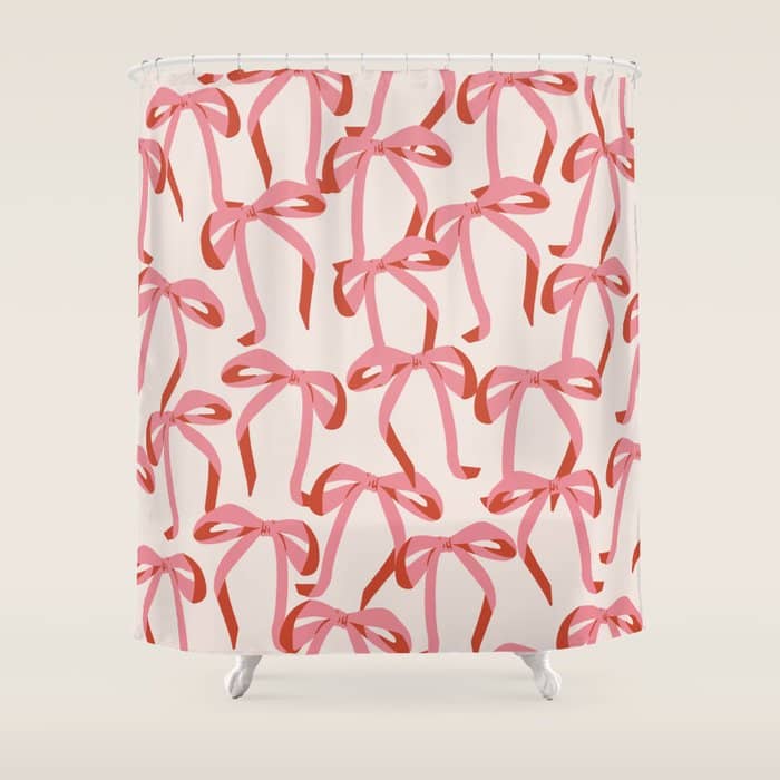 Pink Champagne Coquette Bows Shower Curtain