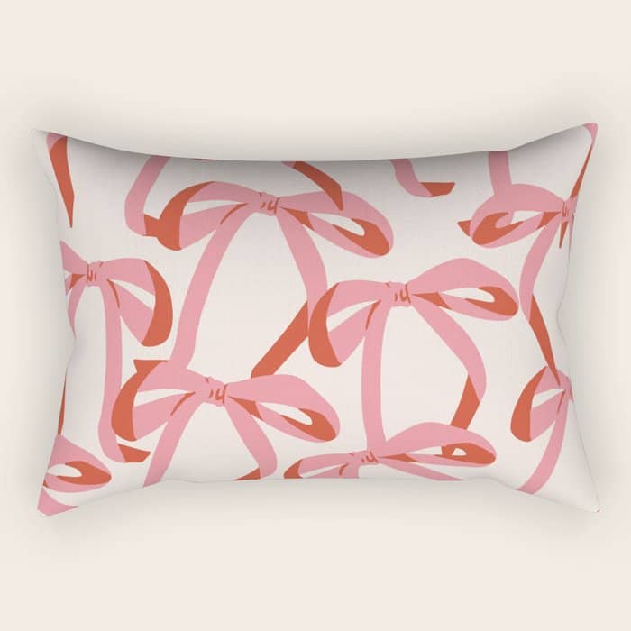 Pink Champagne Coquette Bows Rectangular Pillow