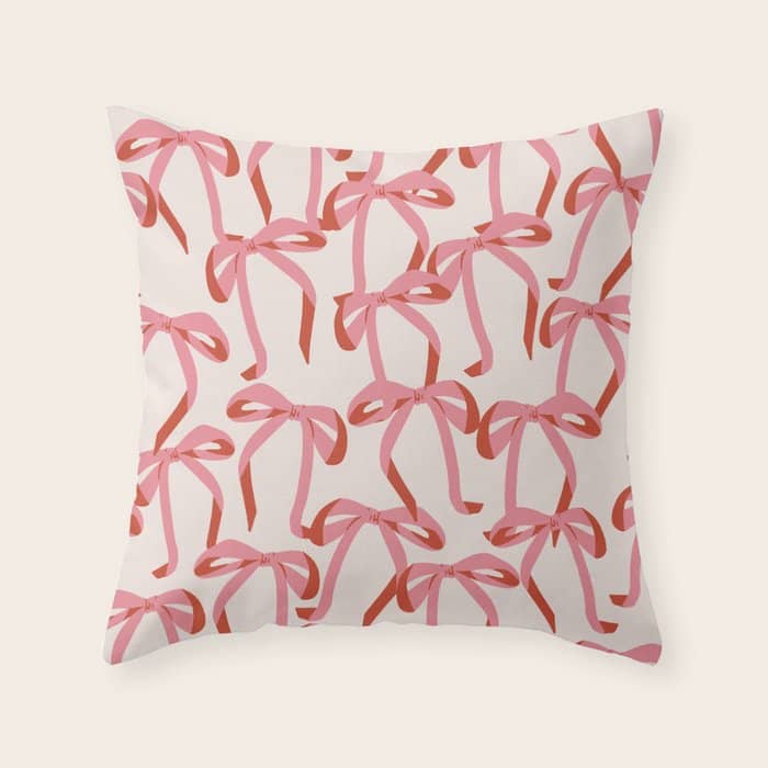 Pink Champagne Coquette Bows Throw Pillow