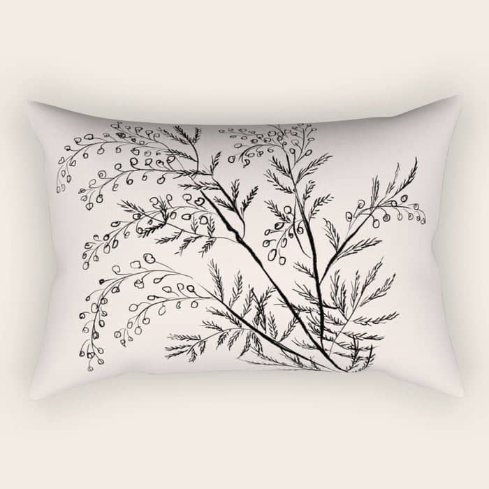 Minimal Acacia Branch Rectangular Pillow