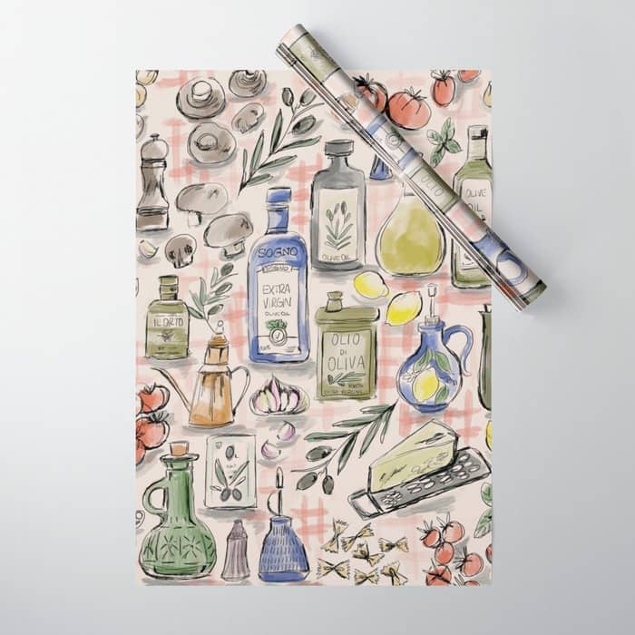 Cucina Italiana Food Recipe Wrapping Paper