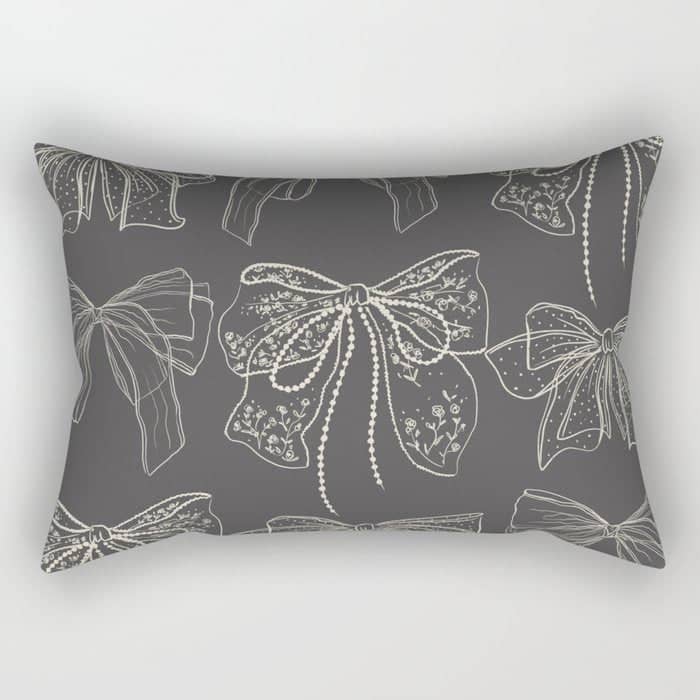 Romantic Bows Gray Pattern Rectangular Pillow