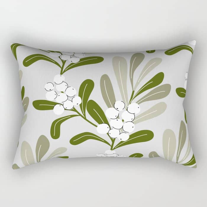 Mistletoe Pattern - Green Rectangular Pillow