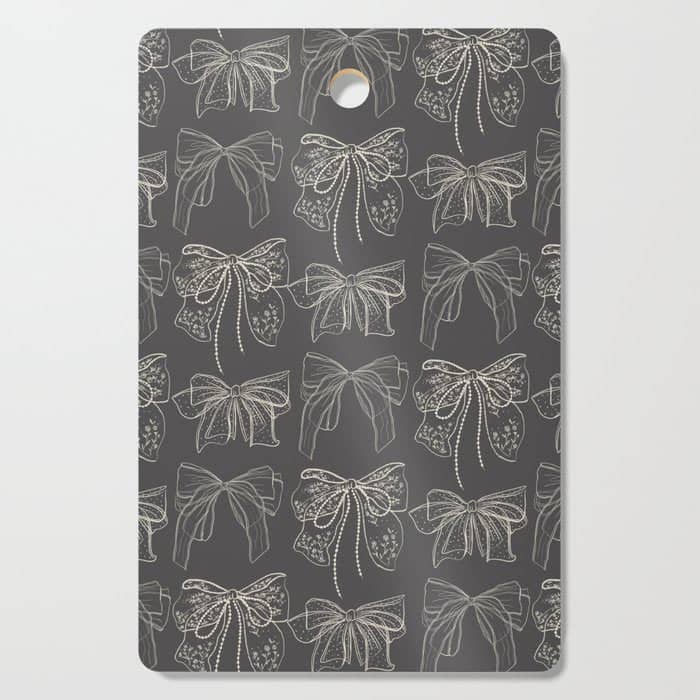 Romantic Bows Gray Pattern Cutting Board