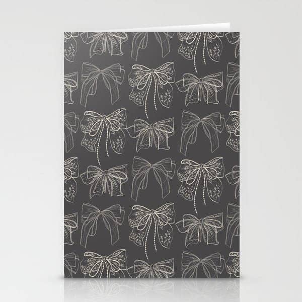 Romantic Bows Gray Pattern Stationery Card