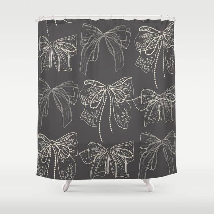 Romantic Bows Gray Pattern Shower Curtain