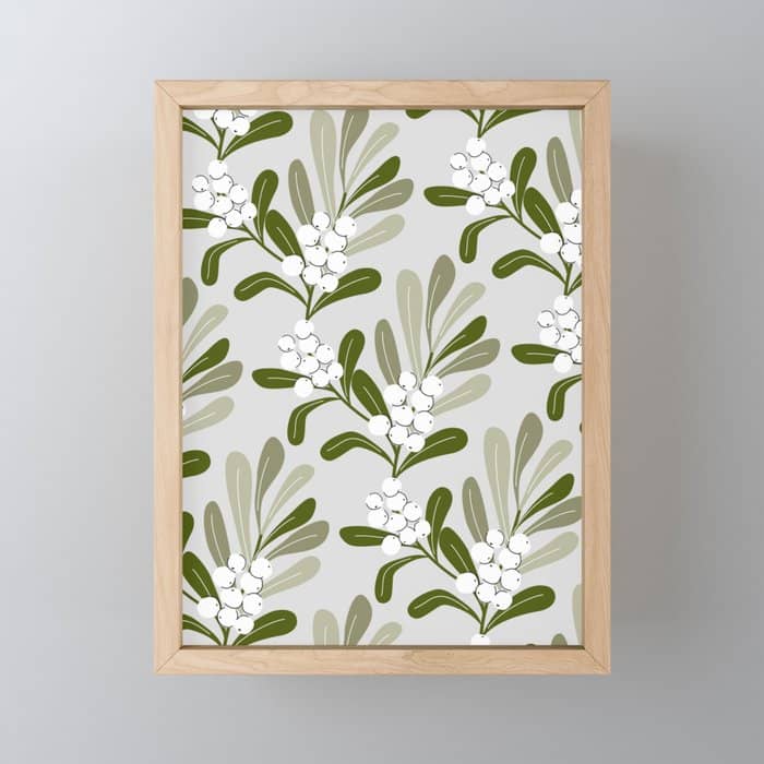 Mistletoe Pattern - Green Mini Art Print