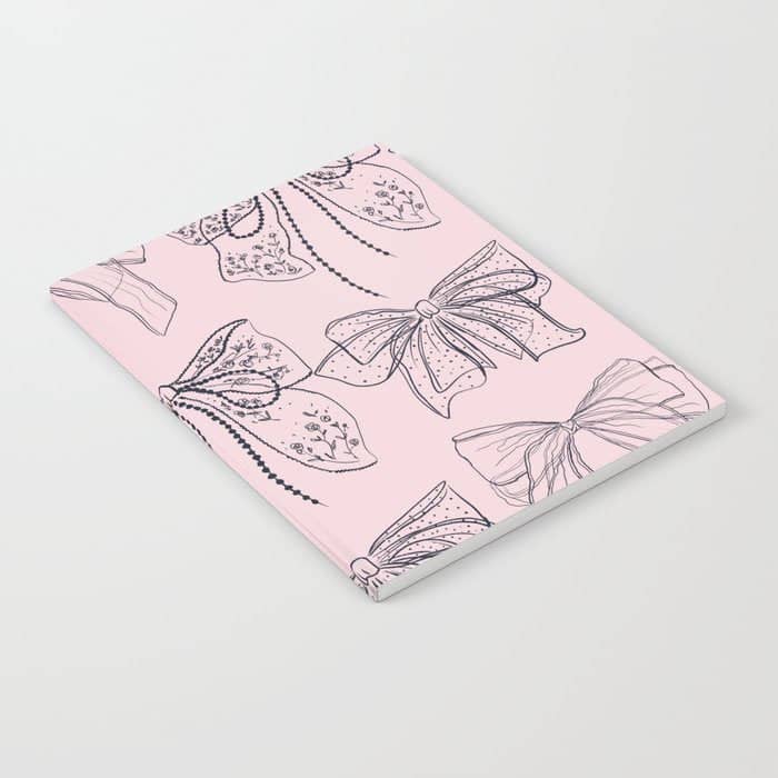 Romantic Lace Bows Pink Pattern Notebook