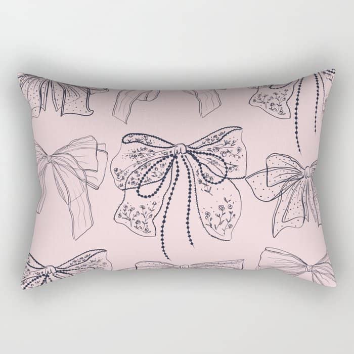 Romantic Lace Bows Pink Pattern Rectangular Pillow