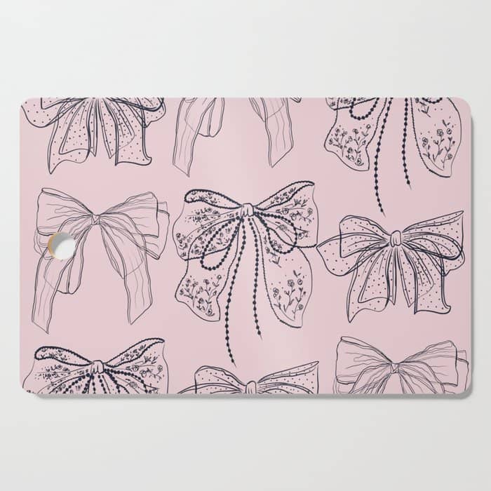 Romantic Lace Bows Pink Pattern Cutting Board