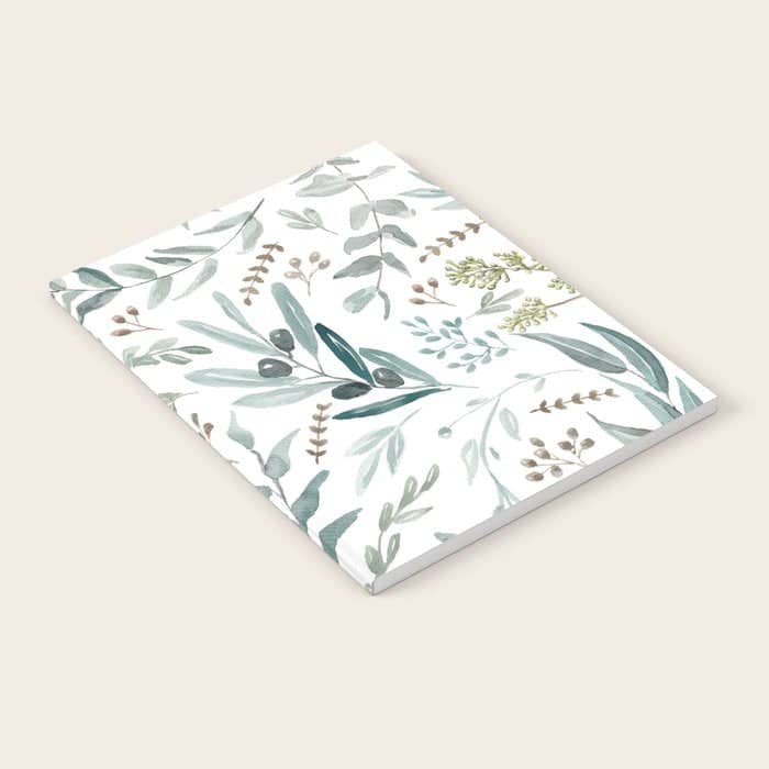 Botanical Eucalyptus Leaves Pattern Notebook
