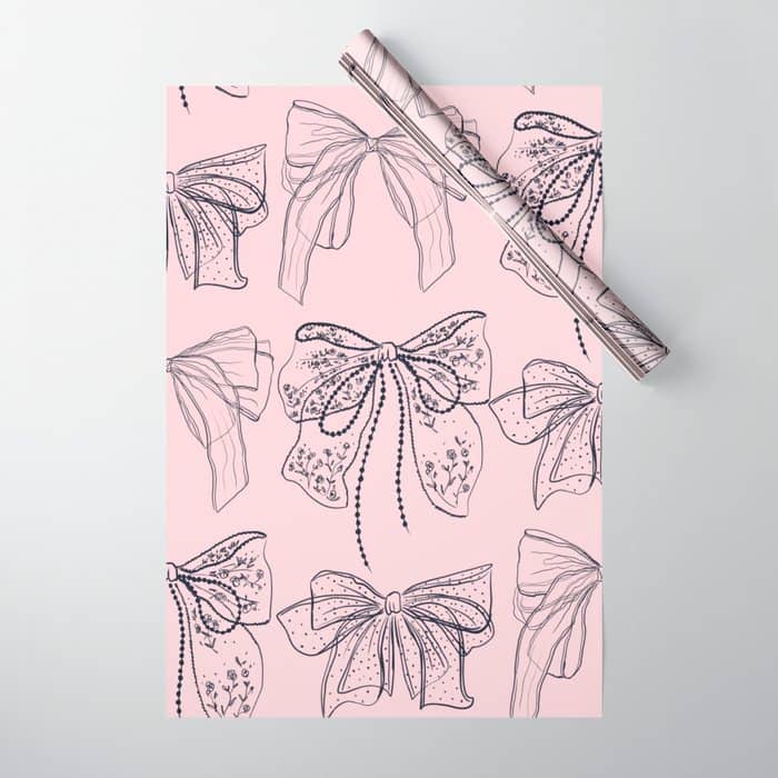 Romantic Lace Bows Pink Pattern Wrapping Paper