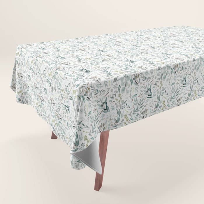 Botanical Eucalyptus Leaves Pattern Tablecloth