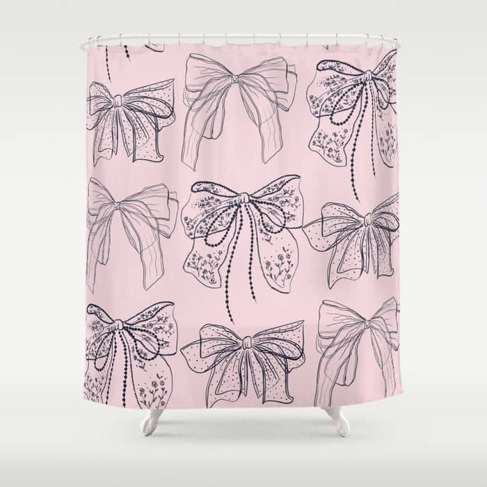 Romantic Lace Bows Pink Pattern Shower Curtain