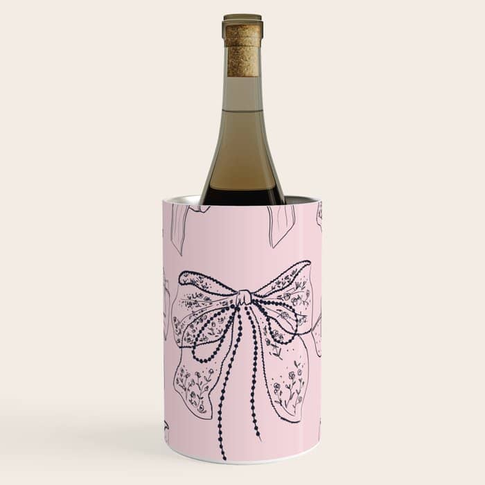 Romantic Lace Bows Pink Pattern Wine Chiller
