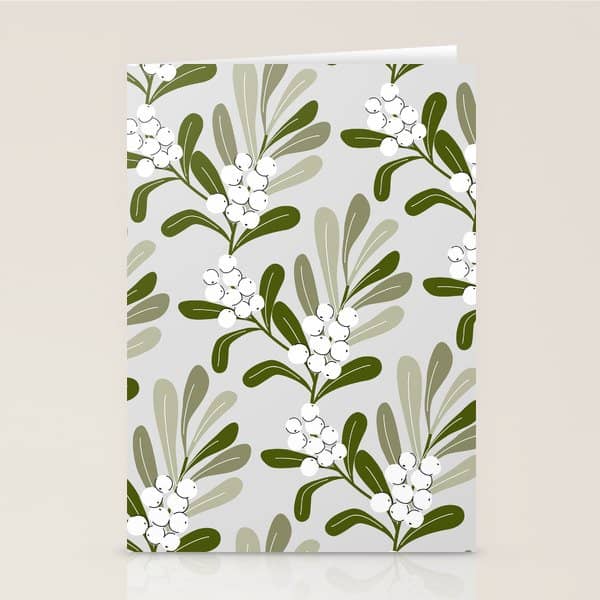 Mistletoe Pattern - Green Stationery Card