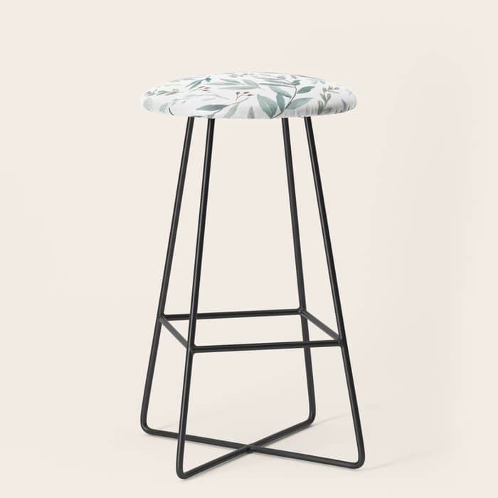 Botanical Eucalyptus Leaves Pattern Stool