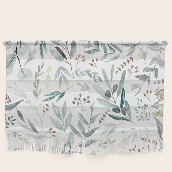 Botanical Eucalyptus Leaves Pattern Wall Hanging