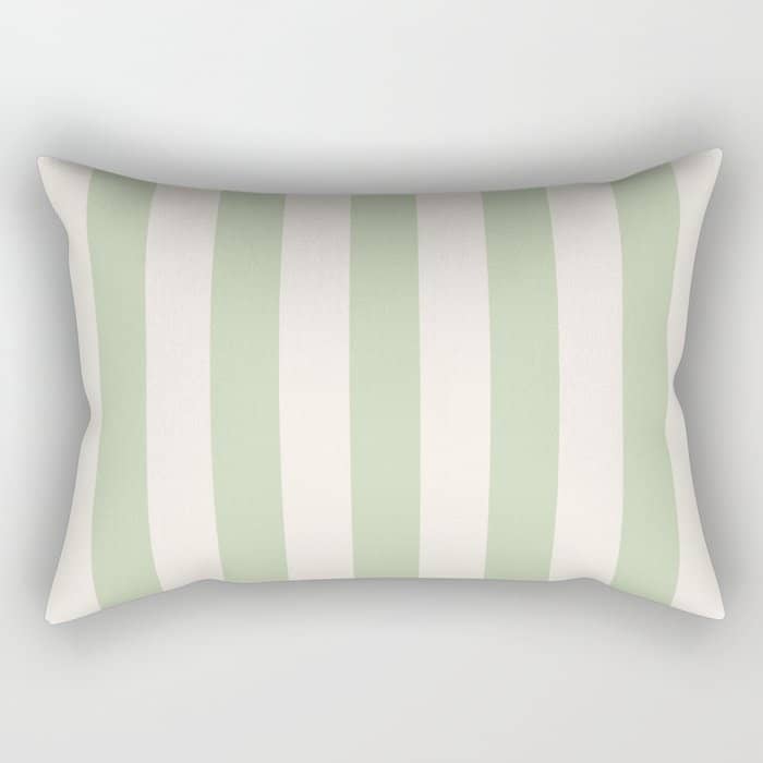 Pastel Green Vertical Stripes Rectangular Pillow