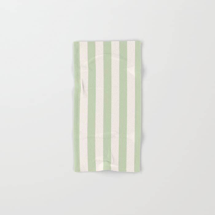 Pastel Green Vertical Stripes Bath Towel