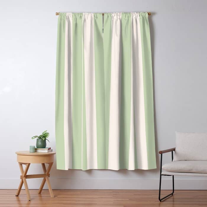 Pastel Green Vertical Stripes Window Curtain
