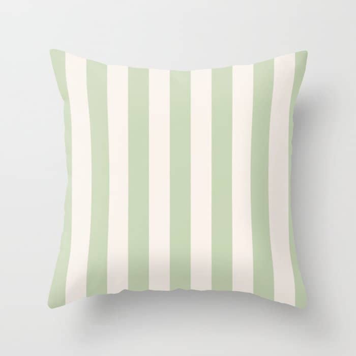 Pastel Green Vertical Stripes Throw Pillow