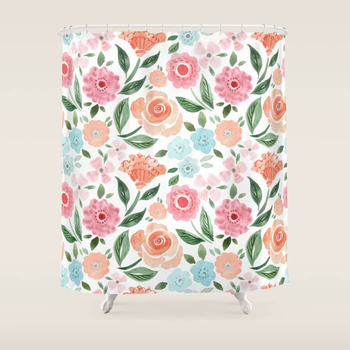 Just Peachy Floral Blooms Shower Curtain