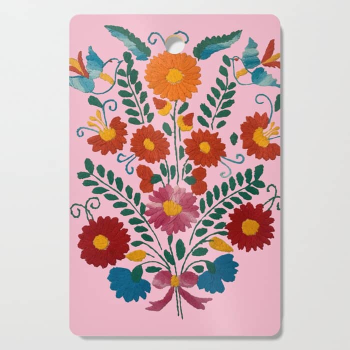 Mexican Blue Birds In Pink Cutting Board