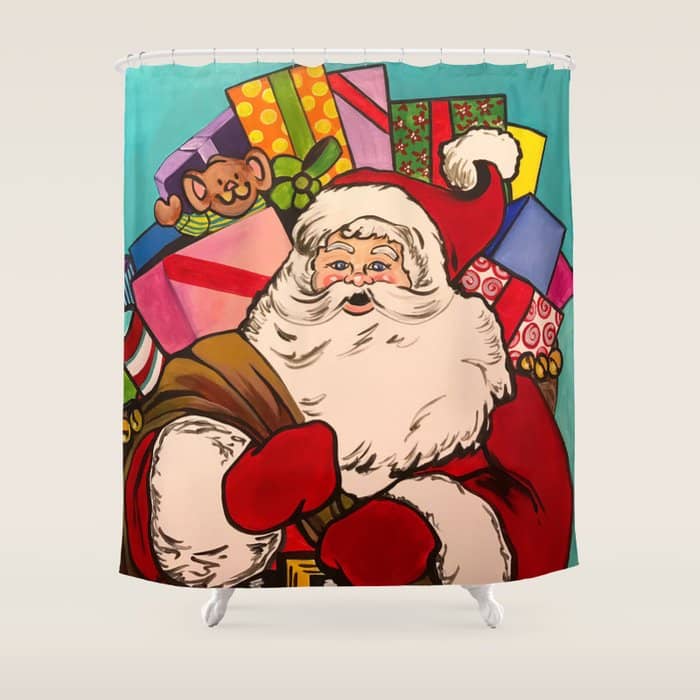 Santa Claus With Boxes Of Presents Shower Curtain