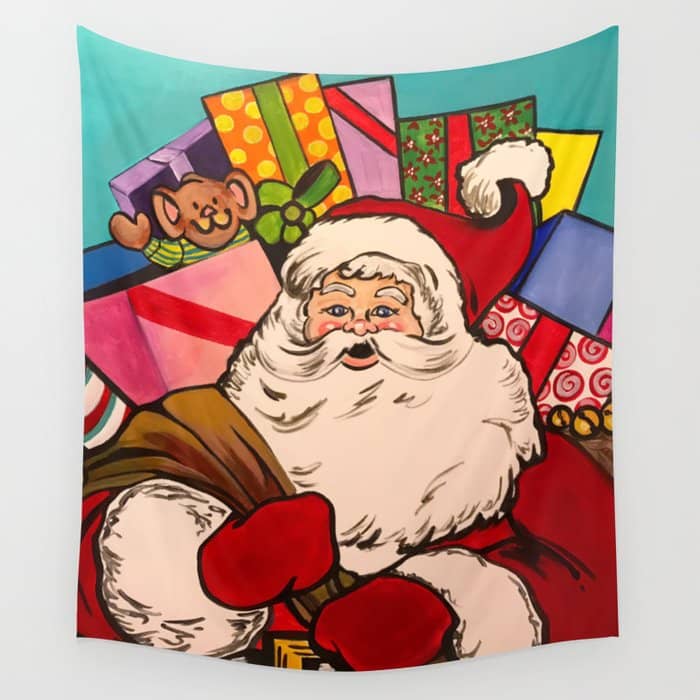 Santa Claus With Boxes Of Presents Wall Tapestry
