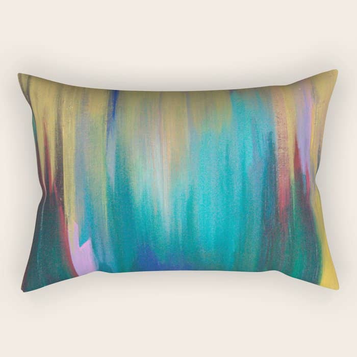 Green & Gold Abstract Rectangular Pillow