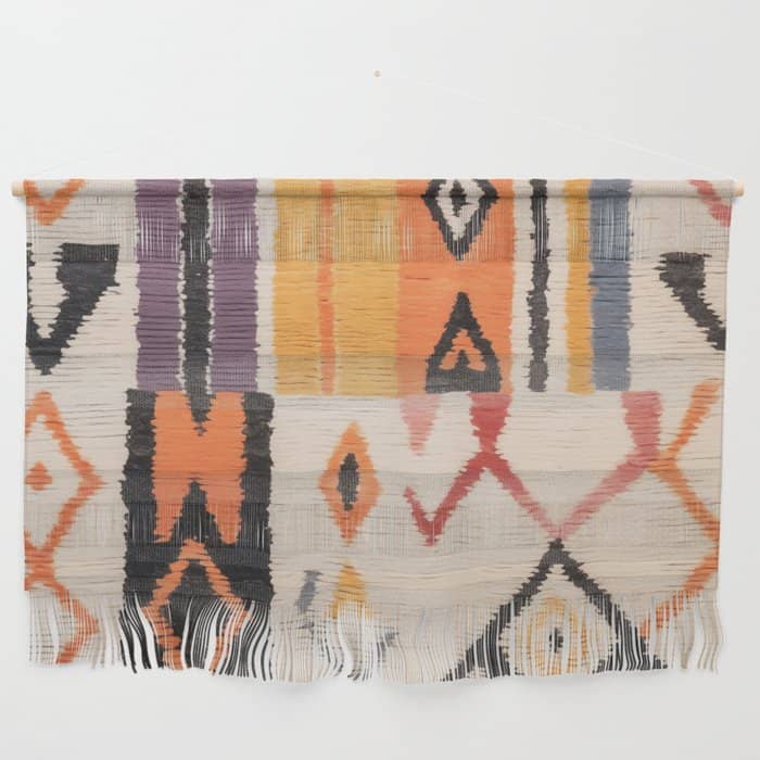 Moroccan Berber Rug Design No.54 - Multicolor, Ivory White Wall Hanging