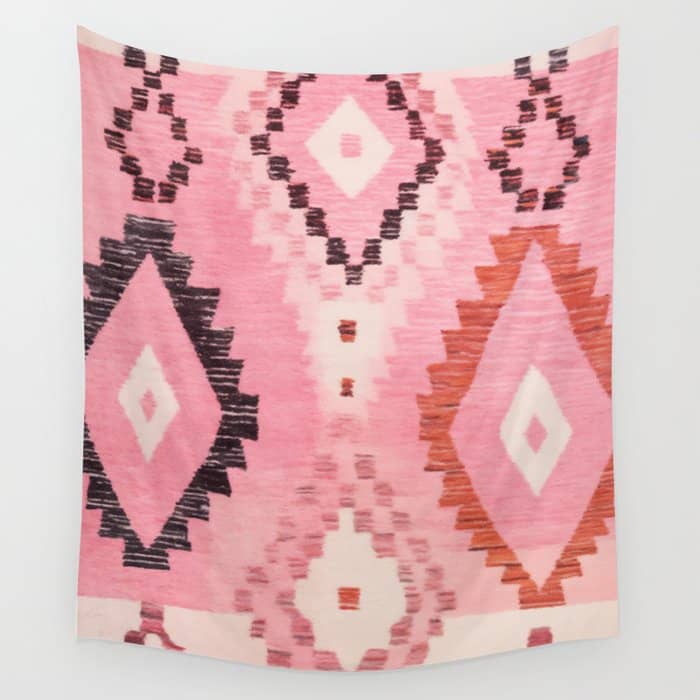 Moroccan Berber Rug Design No.60 - Multicolor, Pink Wall Tapestry