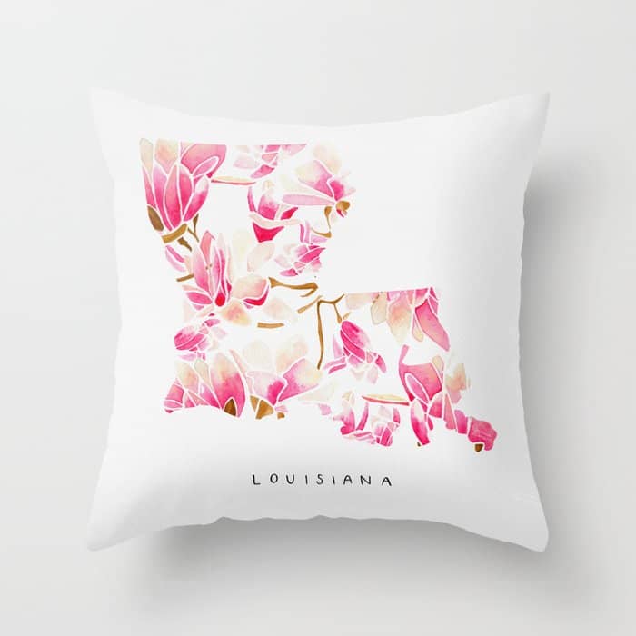 Louisiana State Flower - Magnolias Throw Pillow