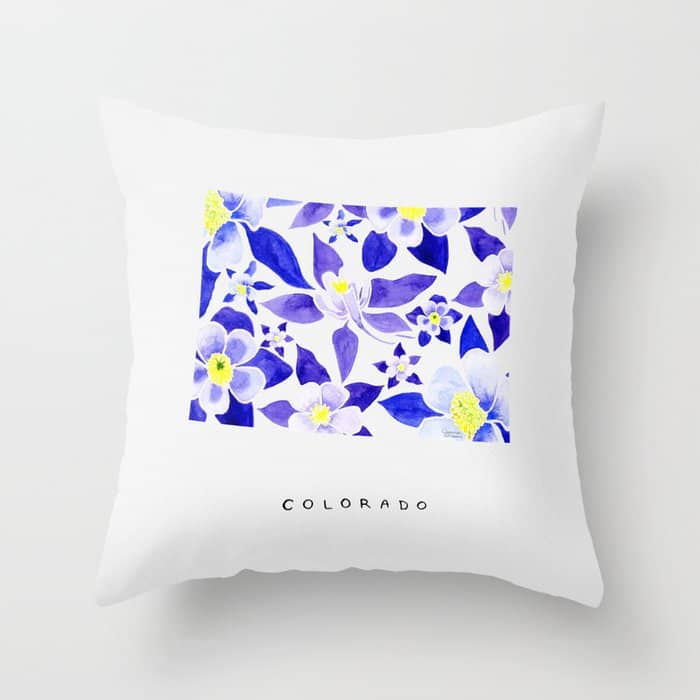 Colorado State Flower - Blue Columbine Throw Pillow